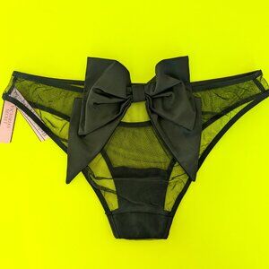 Victoria's Secret DREAM ANGEL Size S Satin Bow Mesh Cheekini Tanga Panty